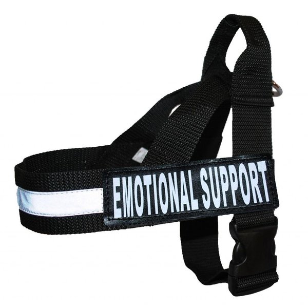 EMOTIONAL SUPPORT Nylon Strap Service Dog Harness No Pull Guide Assistance comes with 2 reflective EMOTIONAL SUPPORT removable patches. Please measure your dog before ordering.