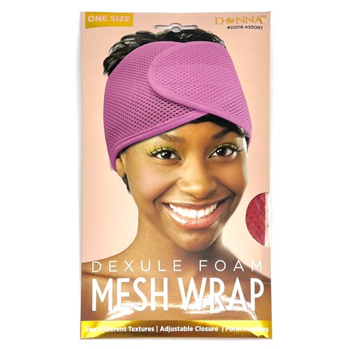 DONNA Deluxe Foam Mesh Wrap 1pc Velcro Mesh Wrap HEADBAND, Silk Wraps, Mesh Wrap for Women’s Hair for Face Wash for Makeup Hair Accessories Headbands RED