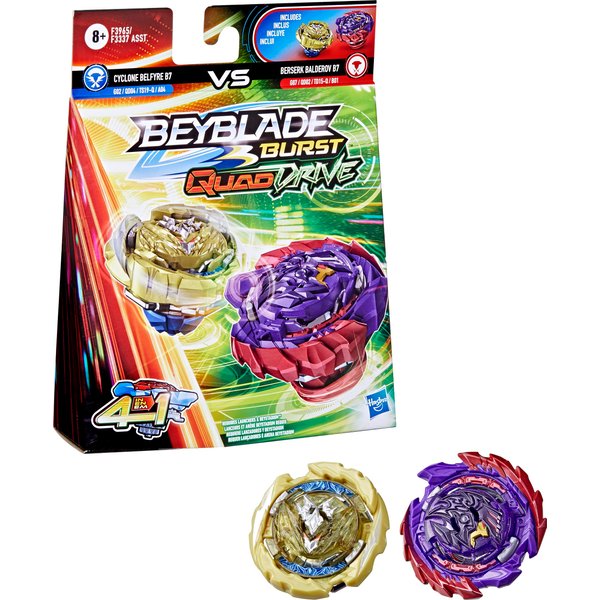 Beyblade Hasbro Burst QuadDrive Berserk Balderov B7 and Cyclone Belfyre B7 Spinning Top Dual Pack - 2 Battling Game Top Toy for Kids Ages 8 and Up