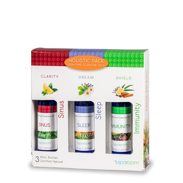 SpaRoom 100% Pure Essential Oil Sensory Packs Essentials, Cobalt Blue Bottle, Holistic, 3 Count