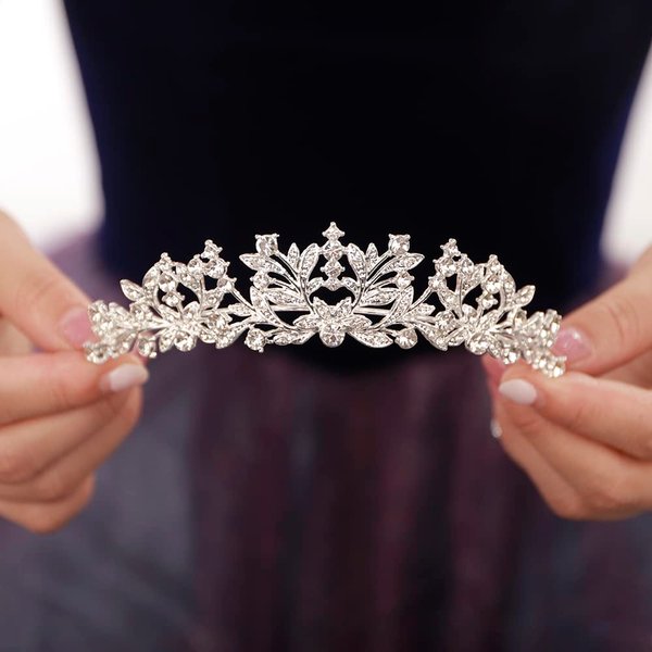 JWICOS Wedding Crowns for Women Tiaras and Crowns for Bride Birthday Crowns for Women Girls Princess Crowns and Tiaras for Girls Birthday Tiaras for Girls Tiara for Women (Silver)