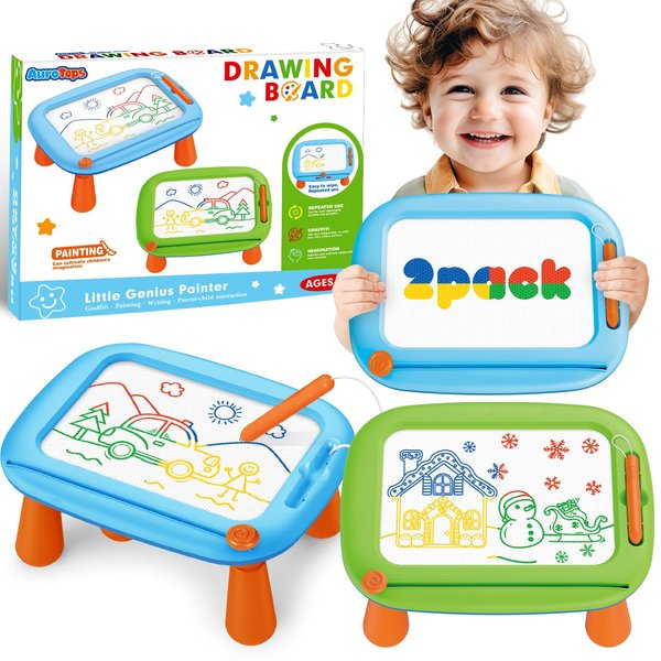 AuroTops 2pcs Magnetic Drawing Board Toddlers Toys, Magnetic Doodle Board Early Educational Learning Toy, Writing Painting Magnet Doodle Pad Toys for 3 4 5 Years Old Kids Boys Girls Birthday Gift