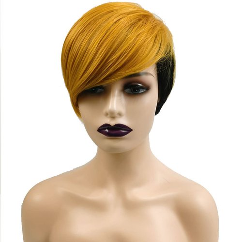 FCHW-wig Short Hair Wigs For Black Women Short Pixie Cuts Wigs For Black Women Short Straight Ladies Wigs Synthetic Short Wigs For Women African American Women Wigs (SW2119)