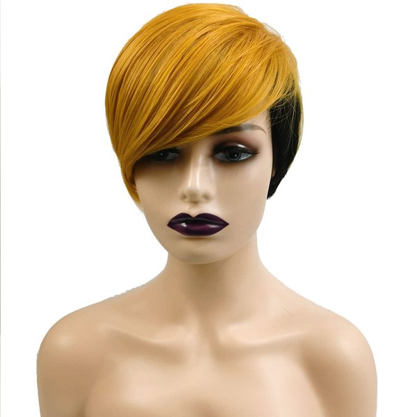 FCHW-wig Short Hair Wigs For Black Women Short Pixie Cuts Wigs For Black Women Short Straight Ladies Wigs Synthetic Short Wigs For Women African American Women Wigs (SW2119)
