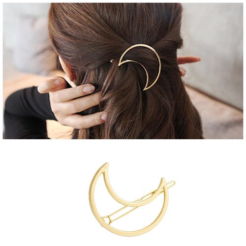Iaceble Boho Metal Moon Hairclip Barrette Gold Crescent Moon Hairpin Hollow Moon Side Clip Pin Minimalist Half Moon Hair Clip Decorative Hair Accessories for Women and Girls Headdress