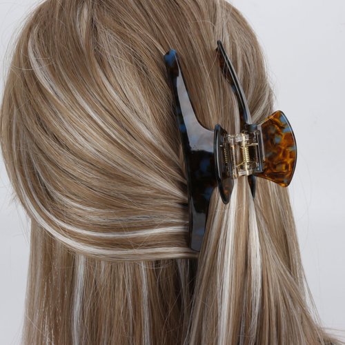 Big Hair Claw Clips for Women Hair Claws for Long Thin Thick Hair Banana Hair Barrette Tortoise Pattern 4.5"Strong Hold Jaw Claw Clips for Girls Nonslip Acetate Hair Accessories (dark brown)