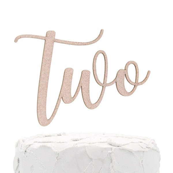 NANASUKO 2nd Birthday Cake Topper - Two - Double Sided Rose Gold Glitter - Premium Quality Made in USA