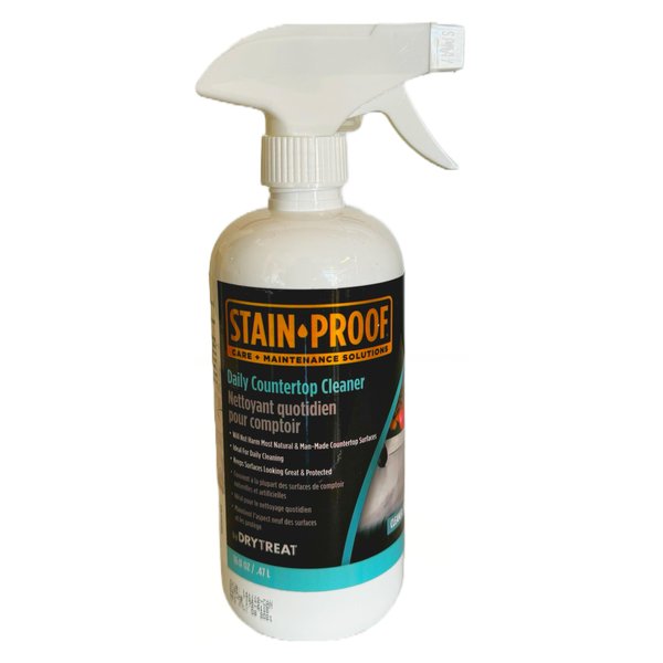 Dry-Treat Stain Proof Daily Countertop Cleaner - 1 Pint, RTU Spray Bottle, Granite Cleaner and Polish, Countertop Sealer for Granite, Marble & Natural Stone, Quartz & Porcelain Countertops & Vanities