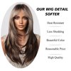testar Blonde Brown Wigs With Curtain Bangs,Long Straight Wigs For Women Cosplay Wig Natural Looking Synthetic Layered Wigs For Daily Use 24IN