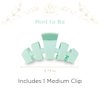 TELETIES - Medium Hair Clip - Spring Collection - Hair Claw Clips for Women - Strong Grip, Bendable Teeth, Curved Design - For All Hair Types and Textures - Mint
