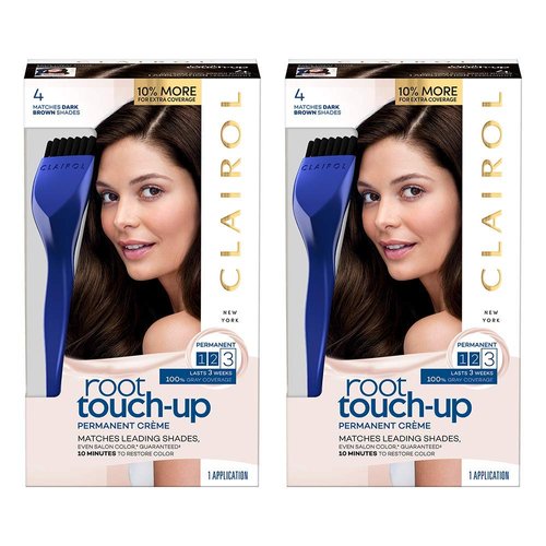 Clairol Root Touch-Up by Nice'n Easy Permanent Hair Dye, 4 Dark Brown Hair Color, 2 Count