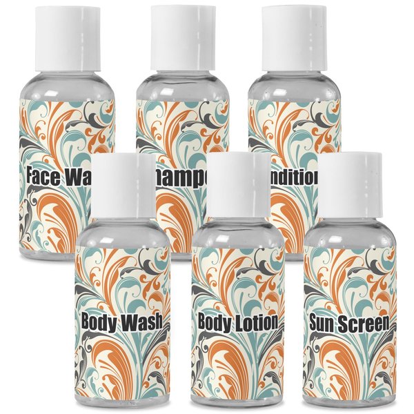YouCustomizeIt Personalized Orange & Blue Leafy Swirls Travel Bottles