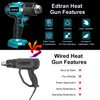 Cordless Heat Gun for Makita 18v Battery, 350W 122℉-1022℉ Fast Heating Soldering Hot Air Gun with LCD Digital Display for Shrink Tubing, PVC Wrap, Crafts, Car Wiring (No Battery)