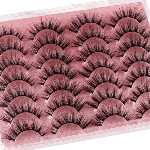 False Eyelashes Wispy Lashes Natural Look Eye Lashes Cat Eye Fake Eyelashes C Curl False Lashes Fluffy Handmade Light Volume Eyelashes 14 Pairs Pack by zanlufly