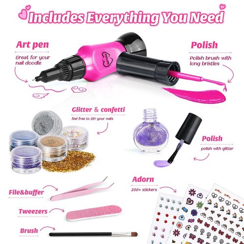 Shemira Nail Art Kit for Girls 7-12 Years Old, Nail Polish Kit for Teen Girls, Birthday Gift for Girls 7 8 9 10 11 12 Years Old,Easter Gift for Girls, Easter Basket Stuffers for Teen Girls