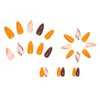 RikView Almond Press on Nails Medium Fake Nails Brown Press on Nails Orange Acrylic Nails Glossy Full Cover Nails