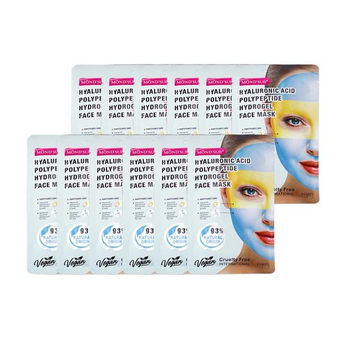 MOND'SUB Hyaluronic Acid polypeptide face mask,Sheet Mask, Tightening and Moisturizing for dry Skin Care Face Masks beauty- Smoothing Rejuvenating, 12 Sheets