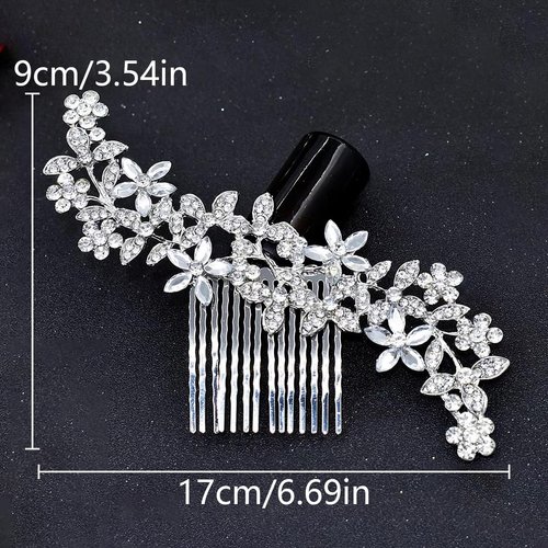 Generic Bridal Wedding Hair Pins Gold Crystal Pearl Hair Pins Clips Headpiece Vintage Wedding Hair Accessories for Brides Bridesmaids Women Girls (Silver-Hair Pins)
