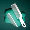 2 Pieces Metal Comb Set Metal Barber Comb Stainless Steel Blending Comb Fine Styling Cutting Comb Flat Top Clipper Comb Metal Detangling Comb for Men Women Salon, 2 Styles (Silver)