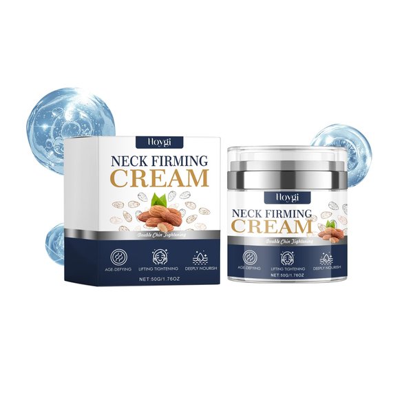 HOYGI Facial Moisturizer Neck Cream with Collagen, Hyaluronic Acid, Sweet Almond Oil, Tighten and Lift Neck Firming Cream, 1.76 Fl Oz