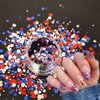 3Box Independence Day Star Glitter 4th of July Nail Art Sequins Holographic Chunky Nail Glitter Sequins Star Hexagon Nail Flake Hollow Star Circles Confetti for Women Nail Supplies Manicure Decor