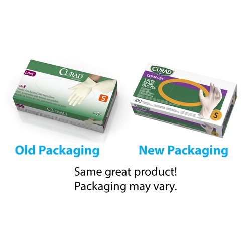 CURAD Comfort Disposable Medical Latex Gloves, Powder-Free, Textured, Small Size - Premium Quality for Healthcare Professionals, 100 Count