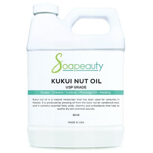 KUKUI NUT OIL Cold Pressed Unrefined | 100% Natural Available in Bulk | Carrier for Essential Oils, Face, Skin, Hair Moisturizer, Soap Making | 32 fl oz