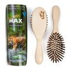 100% Pure Calcutta Wild Boar Bristle Hair Brush, Calcutta Max for Thick or Long Hair, Gentle, Extra Stiff Natural Bristles, Light Maple Wood Handle, Made in Europe