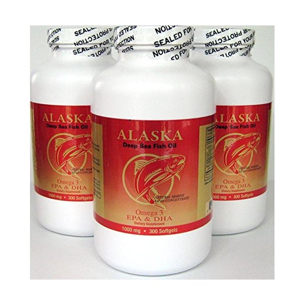 3 X 300 Alaska Deep Sea Omega-3 Fish Oil =900Caps, EPA/DHA, FRESH , New Item Good Product !!