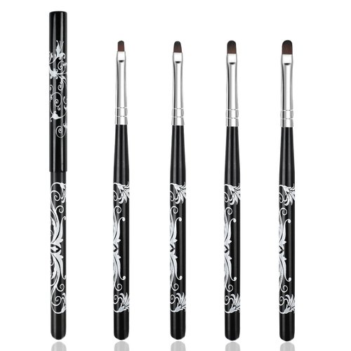 BQAN 4PCS Cuticle Nail Cleaning Brush, Oval UV Nail Brush Set for Acrylic UV Nail Extensions and Nail Tips Builder 4 Pieces Wooden Handle with Nylon Hair Nail Art Painting Brush