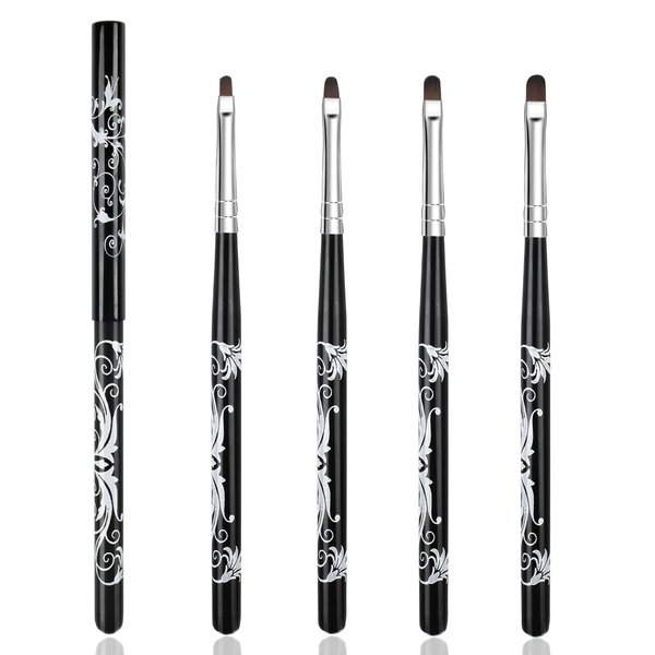 BQAN 4PCS Cuticle Nail Cleaning Brush, Oval UV Nail Brush Set for Acrylic UV Nail Extensions and Nail Tips Builder 4 Pieces Wooden Handle with Nylon Hair Nail Art Painting Brush