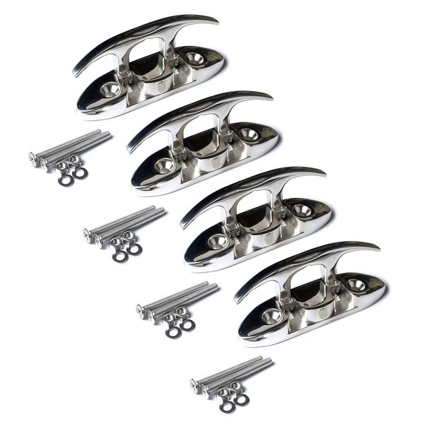 MX 4-1/2" Boat Folding Cleat Marine Dock Cleats Flip Up Boat Cleats Stainless Steel with Fastener Pack of 4