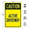 Active Driveway Warning Sign, Driveway Metal Security Signs, Safety Wall Decor Use for Home Business Yard Garden Office Street Road Indoor Outdoor Easy to Mount 8 x 12 Inch