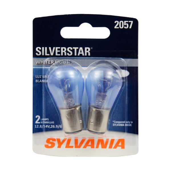 SYLVANIA - 2057ST.BP2 - 2057 SilverStar Mini Bulb - Brighter and Whiter Light, Ideal for Daytime Running Lights (DRL) and Reverse Lights (Contains 2 Bulbs)