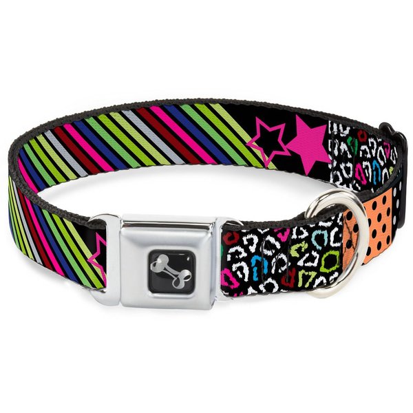 Dog Collar Seatbelt Buckle Animal Skins Stripes 1 9 to 15 Inches 1.0 Inch Wide