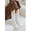 MarJunSep Women's Cute Ruffle Frilly Socks Neutral Thin Cotton Knit Crew Socks Ribbed Slouch Lettuce loafer Socks 6 Pairs