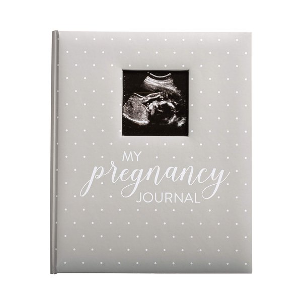 Kate & Milo Gray and White Polka Dot Pregnancy Journal, Keepsake Pregnancy Memory Book with Sonogram Photo, First Through Third Trimester Pregnancy Milestone Tracker, Gray