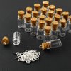 Yungyan 50 Pieces Small Mini Glass Bottles Jars with Cork Stoppers Set, Tiny Cork Glass Bottles with Eye Screws and Small Funnel for Decoration, Art Crafts, DIY Projects, Party Favors (0.5ml)