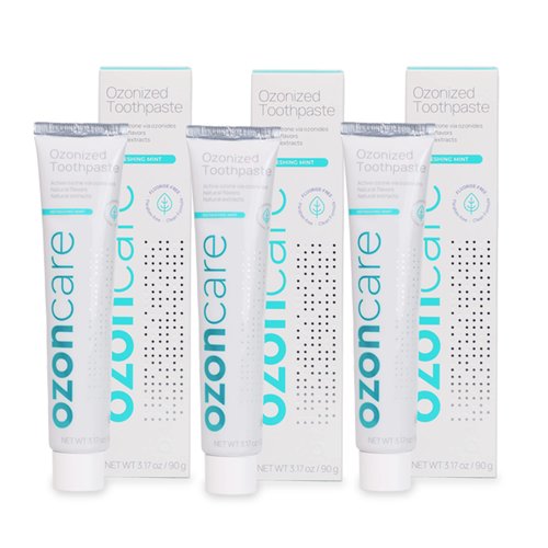 OZONCARE Pack of 3 Toothpaste for Sensitive Teeth - Ozone Infused Fluoride-Free Toothpaste, Promotes Oral Health for Teeth & Gum, Oral Care - Vegan, Antiplaque, Triclosan & Paraben Free - 9.52Oz/270g