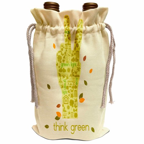 Wine Bag - Earth Day Eco-Friendly Environmental Peace Hand Think Green Floral and Nature Designs