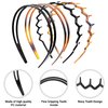 4 Pieces Plastic Headband Zigzag Headband Sharks Tooth Hair Comb Double Row Teeth Hair Band Simple and Chic Hair Hoop Non-Slip Hair Accessory for Women Girls Daily Dating Decorations(Black, Brown)