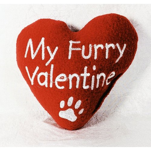 My Furry Valentine, Squeaky Dog Toy Made in US for Small to Medium Dogs, All Breeds, Yappy Valentine's Day, Paw Print, Plush Squeaker Dog Toys, Dog Valentine Gift