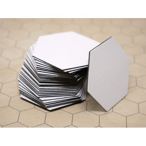 Value Pack of 28 - Dry Erase - Reusable - Blank 2.5" Hexagon Hex Board Game Chits Tiles Counters Markers DIY D&D