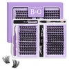 B&Qaugen Lash Extension Kit 192 PCS Eyelash Extension Kit D Curl Lash Clusters Kit Wispy Individual Lash Kit DIY Lash Extension Kit with Lash Glue and Remover Applications (B05+B06, Kit)