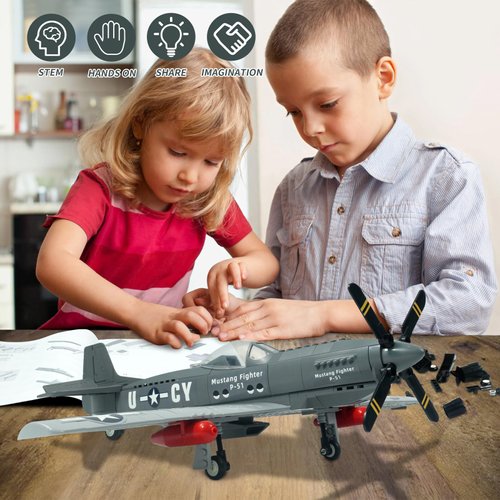 ZYLEGEN Fighter Building Set, Military Fighter Jet Building Block, P-51 Wars Aircraft Jet Blackbird Building Kit for Children and Adult, Christmas, Holloween, Birthday Gift(183Pcs)