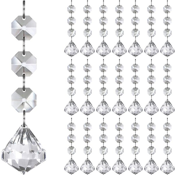 Jishi 30pk Acrylic Crystal Christmas Tree Decorations and Garland