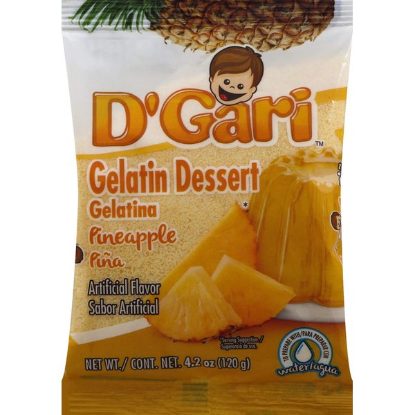 D GARI Pineapple Gelatin Mix Regular Sugar Level Plastic Bag, 0735257013161, 4.2 Ounce
