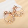 Octwine Elegant Simple Flower Drop Gold Rhinestone Bar Party Prom Hoop Earrings Great for Party Wedding Dating Jewelry for Women and Girls
