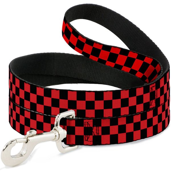 Buckle-Down Pet Leash - Checker Black/Red - 4 Feet Long - 1.5" Wide