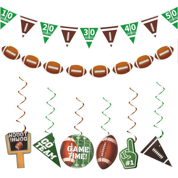 8Pcs Football Party Decorations - Football Paper Banner with Football Party Hanging Decorations - Football Birthday Party Decorations Game Day Football Party Supplies